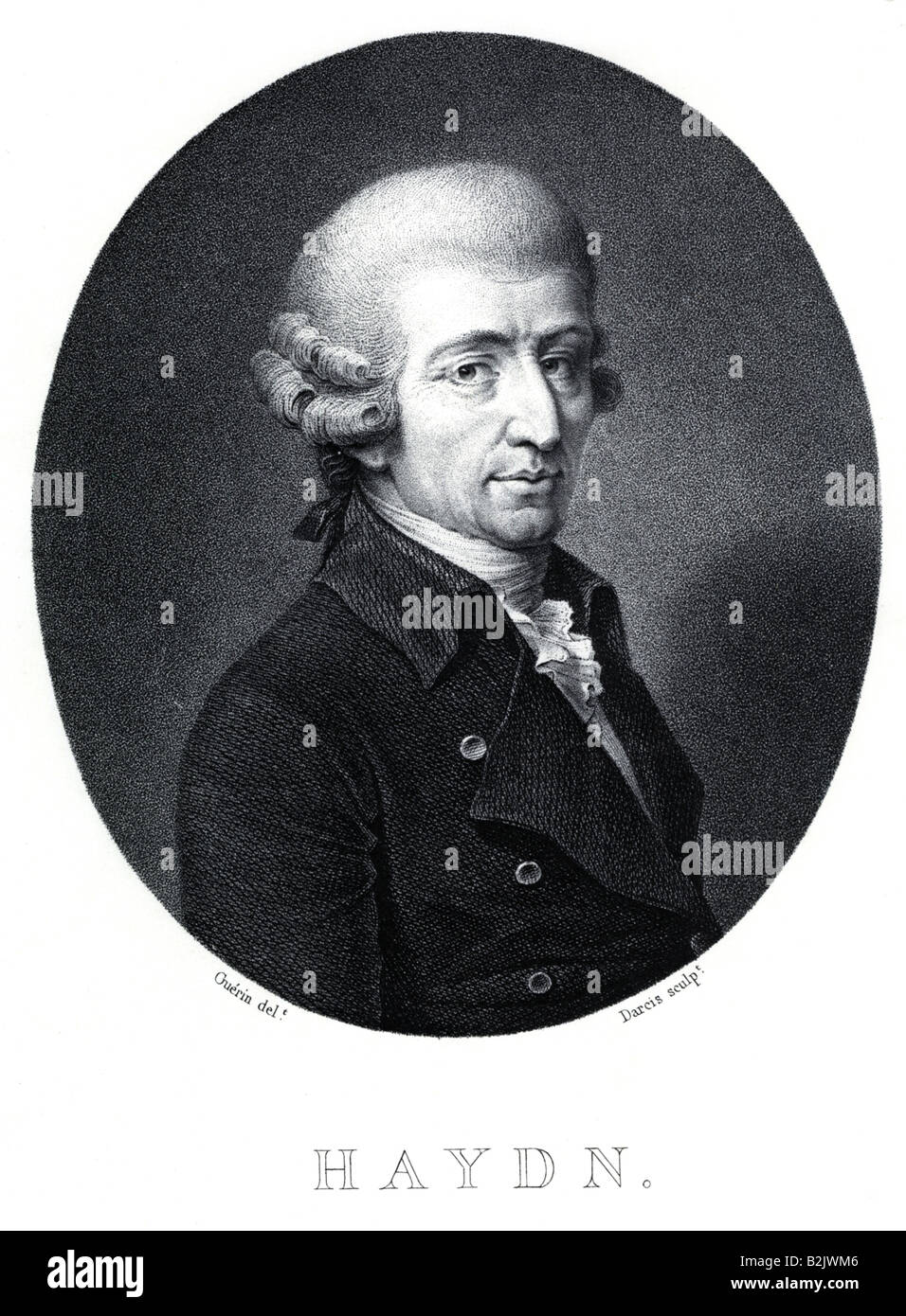 Haydn, Joseph, 31.3.1732 - 31.5.1809, Austrian composer, portrait, engraving, by Darcis, based on a drawing by Guerin, 19th century, Stock Photo
