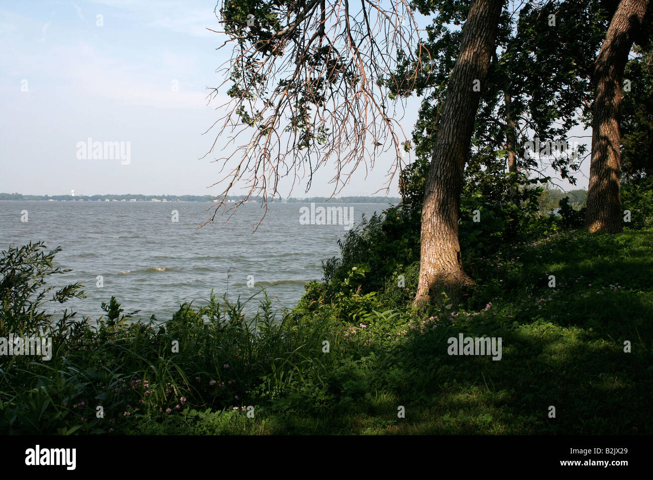 Scene out into Storm Lake from Chautauqua Park Storm Lake Iowa Stock