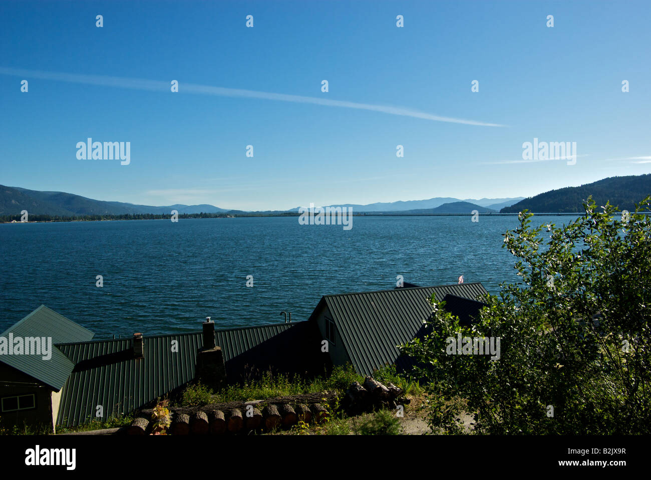 View of Lake Pend Oreille and Long Bridge at Sandpoint Stock Photo Alamy