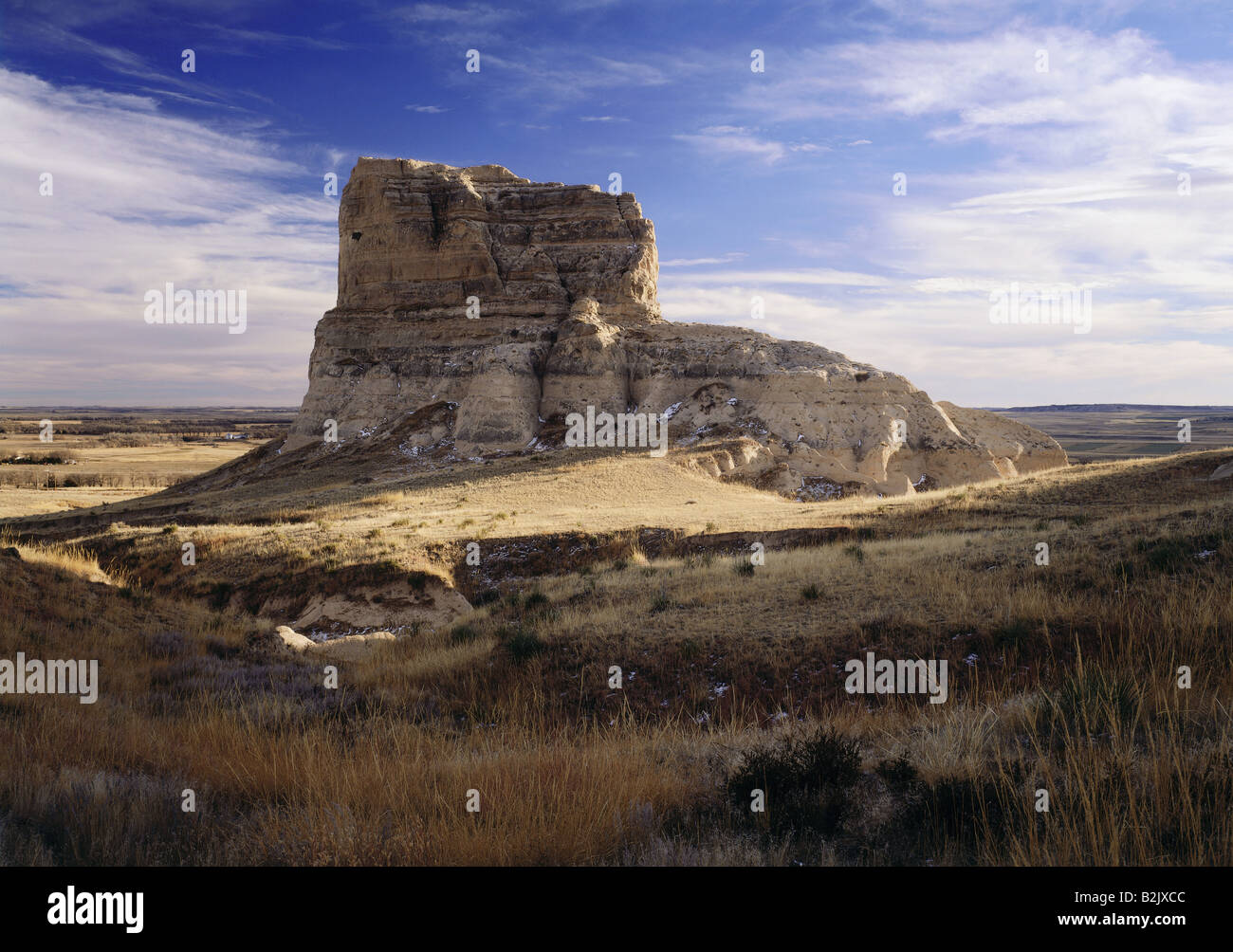 geography / travel, USA, Nebraska, Bridgeport, landscapes, rock formation Jail Rock, Additional-Rights-Clearance-Info-Not-Available Stock Photo