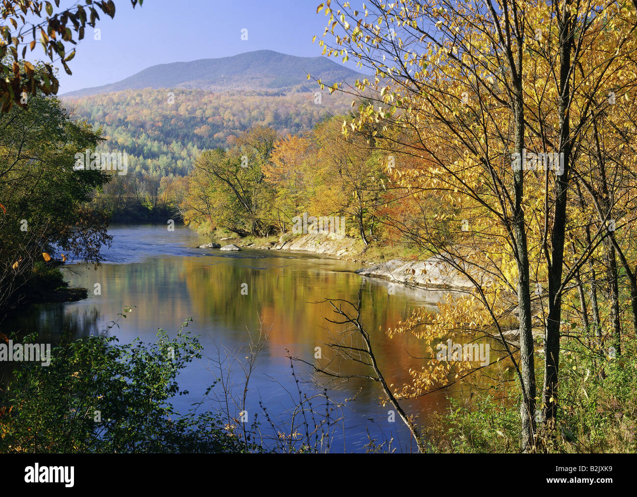 geography / travel, USA, Vermont, landscapes, Lamoille River and White Face Mountain, Additional-Rights-Clearance-Info-Not-Available Stock Photo