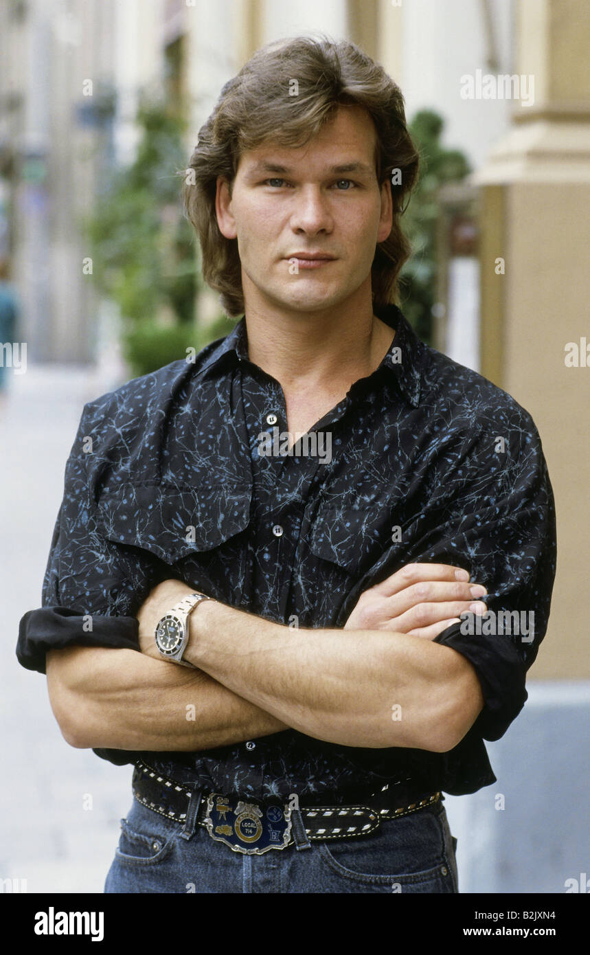 Swayze, Patrick, 18.8.1952 - 14.9.2009, US actor, half length, promotion tour for the movie 'Dirty Dancing', Munich, Maximilianstrasse, 7.9.1987, , Stock Photo
