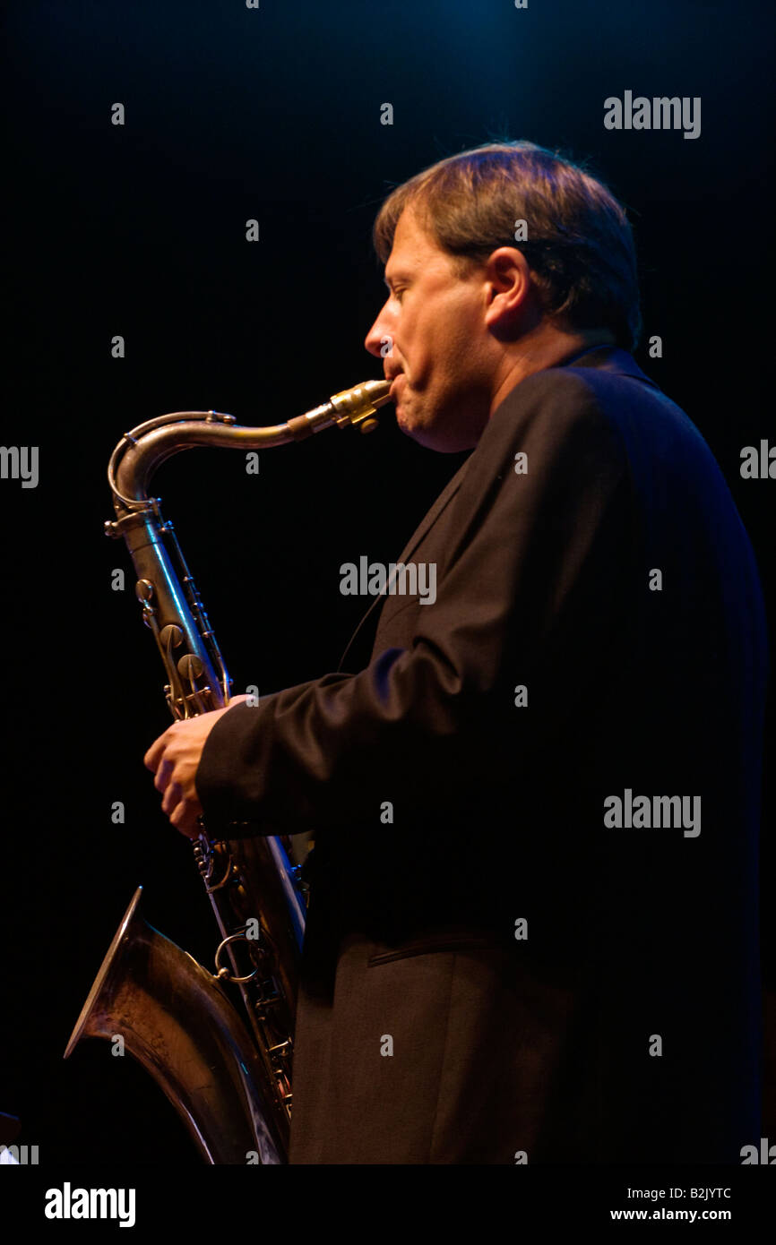 CHRIS POTTER plays the saxophone during the 50th anniversary MONTEREY JAZZ FESTIVAL MONTEREY CALIFORNIA Stock Photo