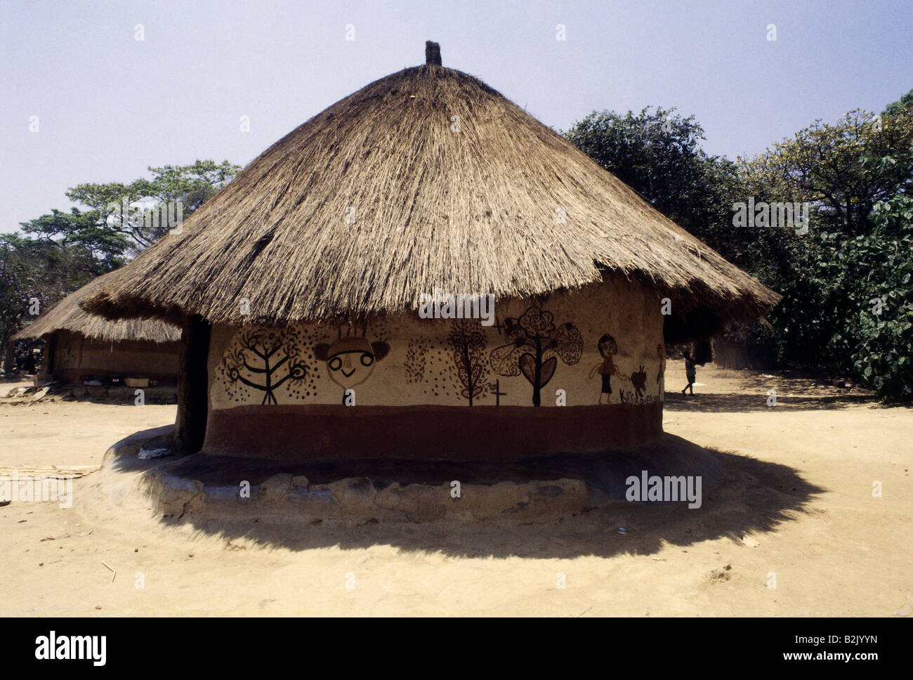 architecture, buildings, residential houses, Traditional Village with replics of rotunda huts, Vic Falls, Zimbabwe, Additional-Rights-Clearance-Info-Not-Available Stock Photo