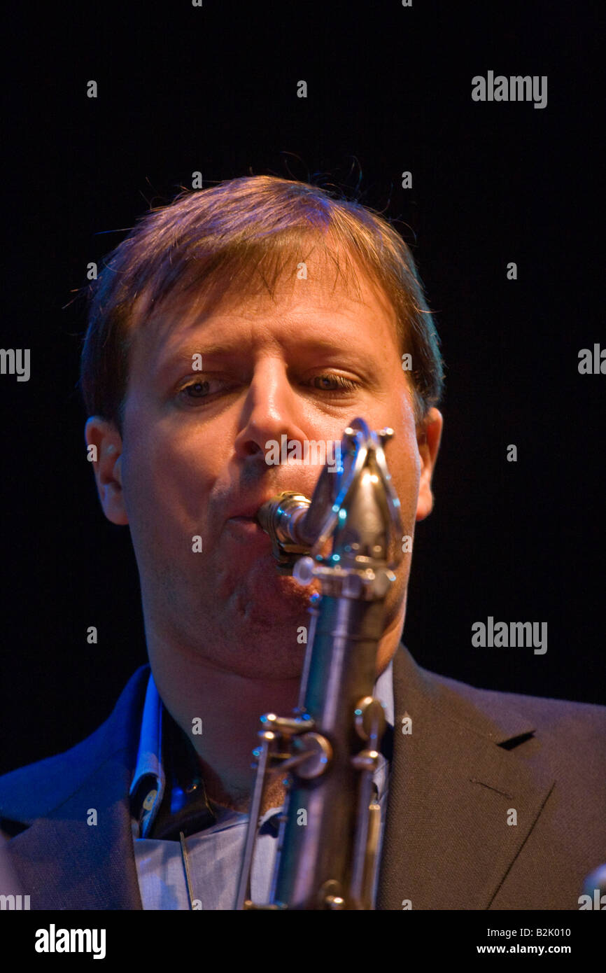 CHRIS POTTER plays the saxophone during the 50th anniversary MONTEREY JAZZ FESTIVAL MONTEREY CALIFORNIA Stock Photo