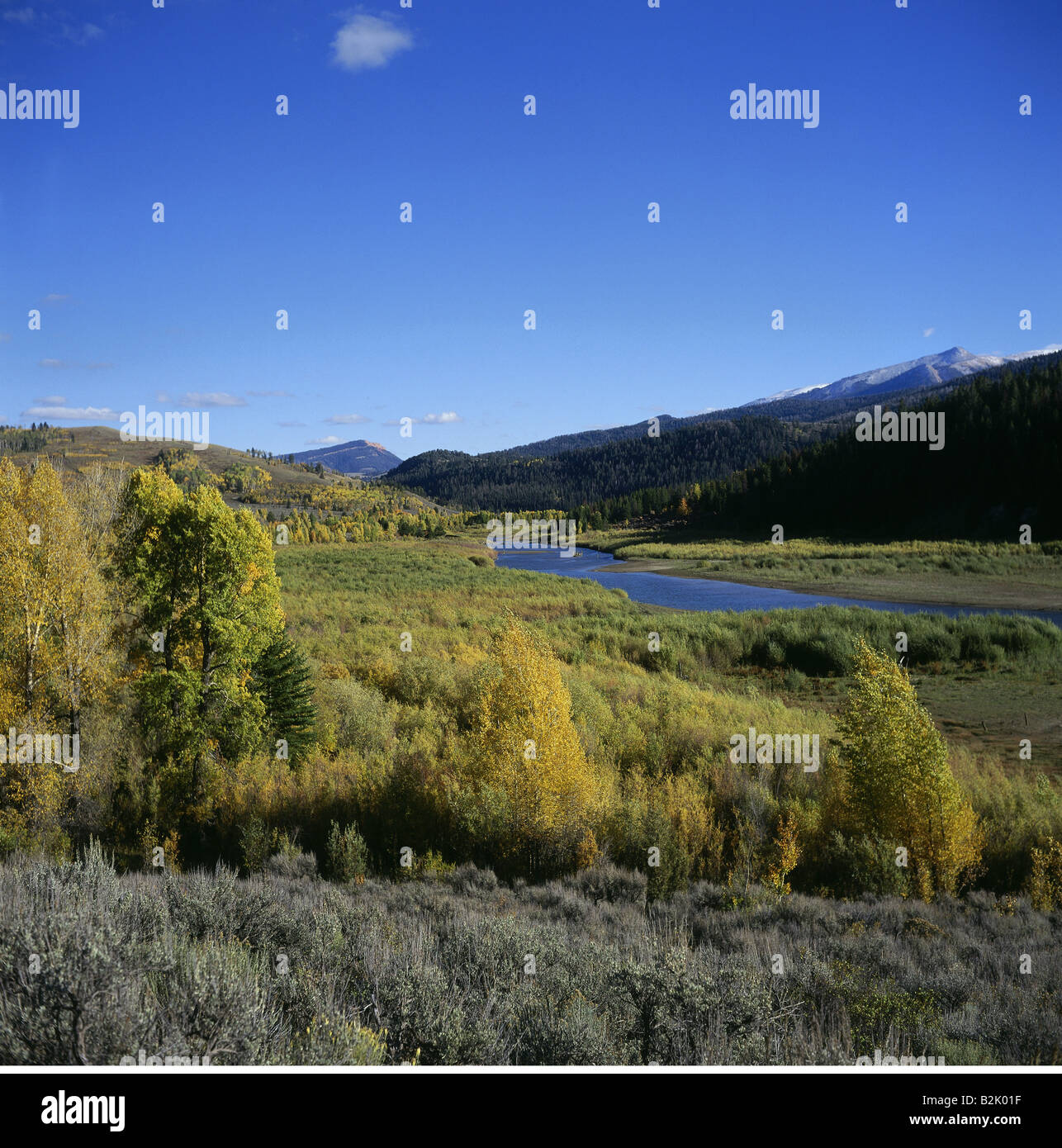 geography / travel, USA, Wyoming, landscapes, Gros Ventre River, at Jackson, Additional-Rights-Clearance-Info-Not-Available Stock Photo