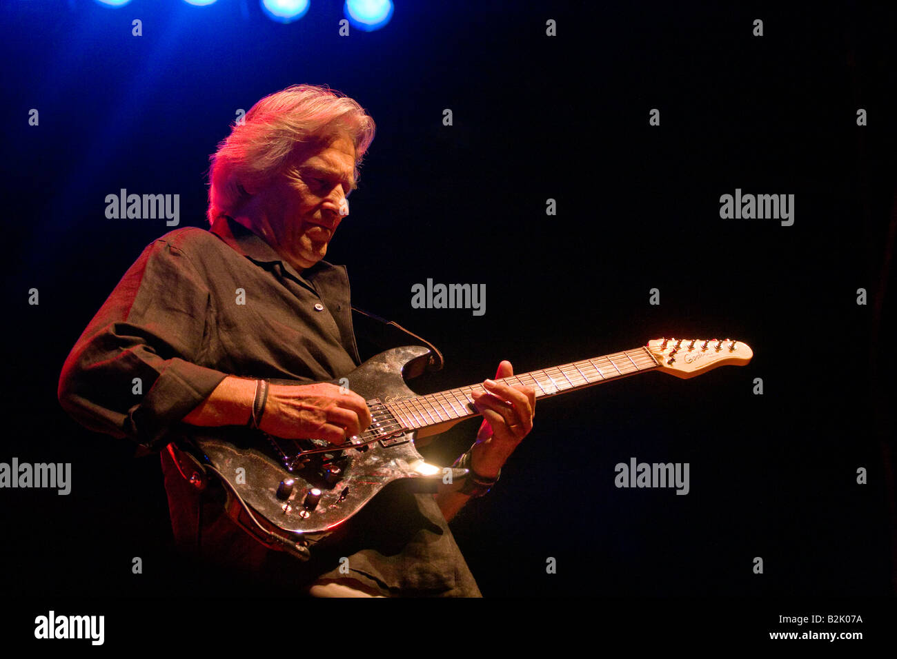 JOHN MCLAUGHLIN plays his electric guitar on the JIMMY LYONS STAGE