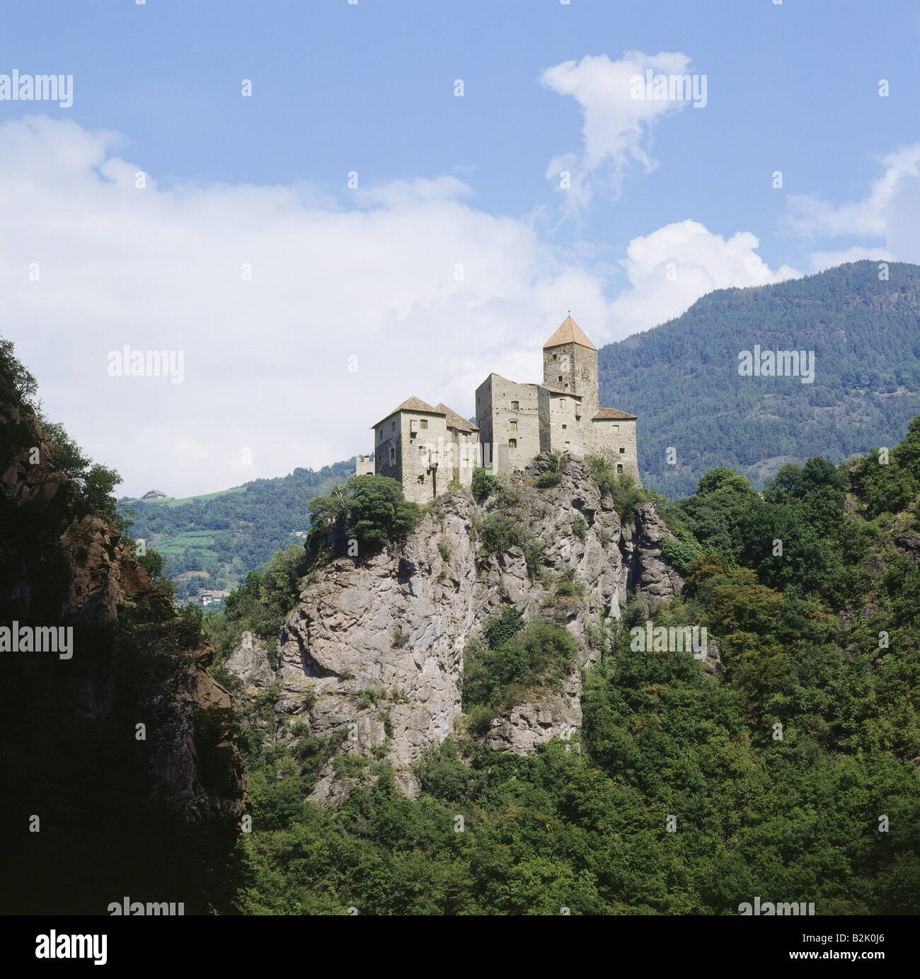 architecture, castles, Italy, South Tyrol, Karneid Castle, exterior view, Castel Cornedo, Alto Adige, Austria, Eisack Valley, Europe, Additional-Rights-Clearance-Info-Not-Available Stock Photo