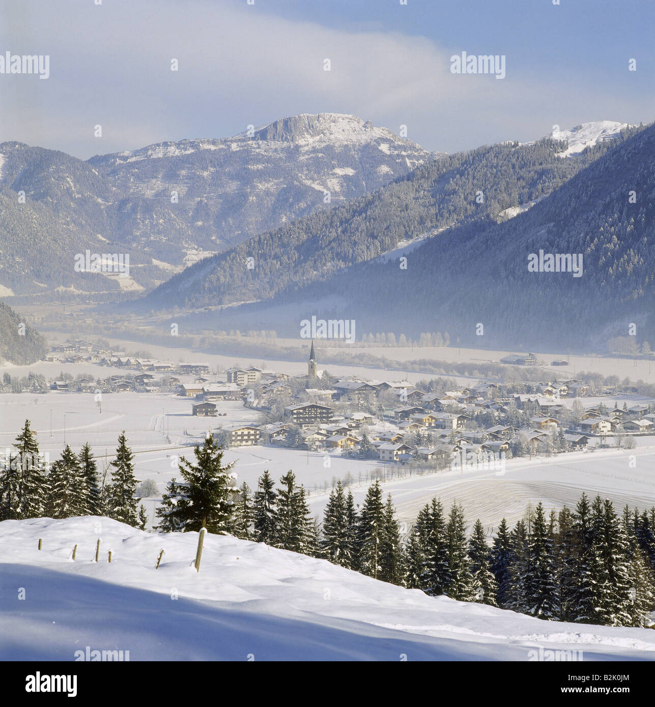 geography / travel, Austria, Tyrol, Kirchdorf near St. Johann, winter, Additional-Rights-Clearance-Info-Not-Available Stock Photo