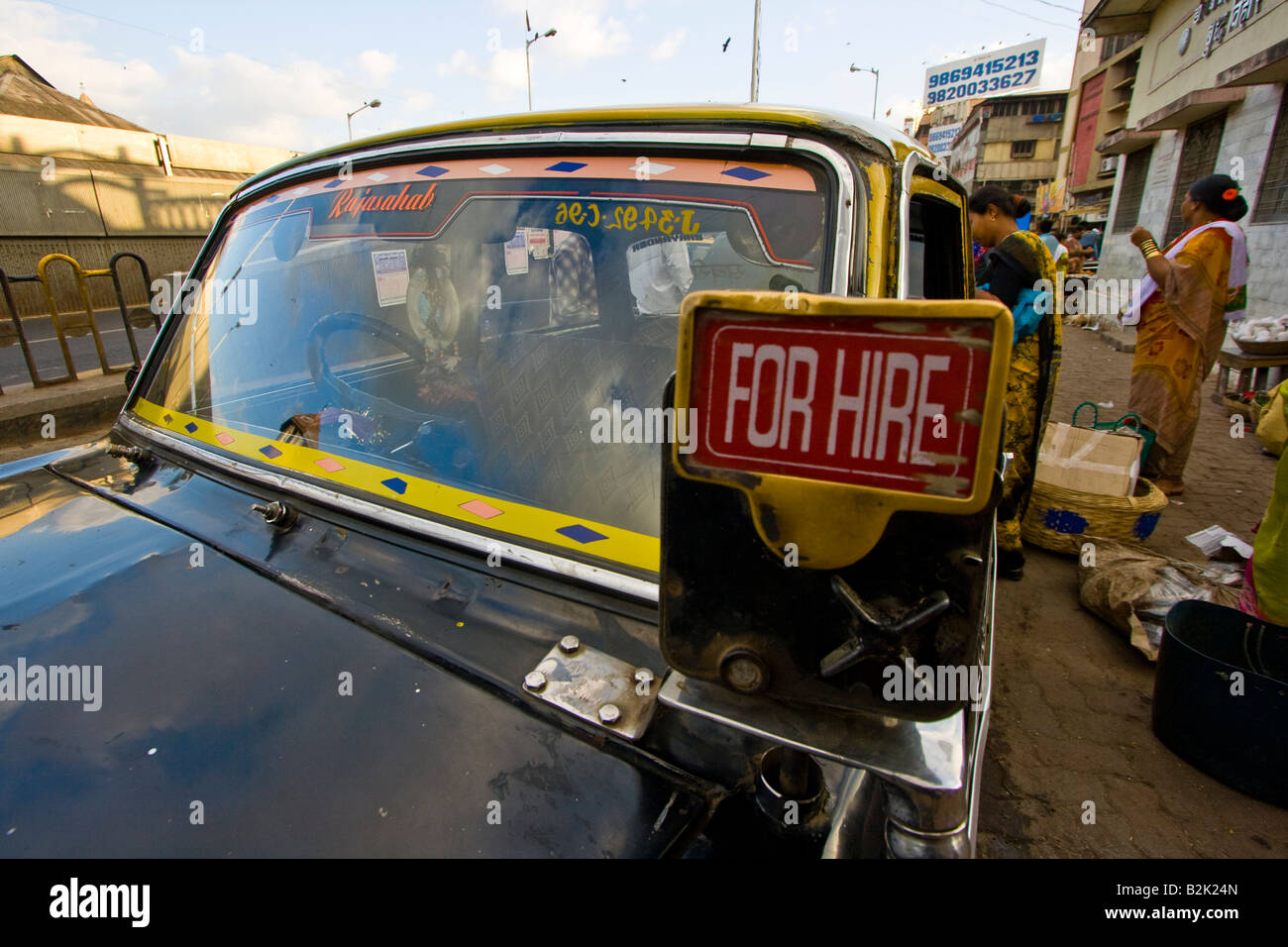 Taxicab Street Scene in Mumbai India Stock Photo