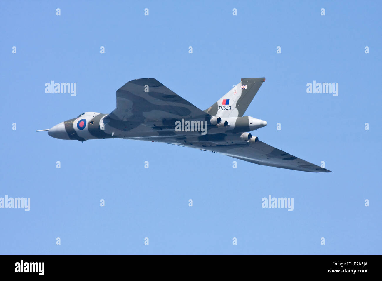 The restored Avro Hawker Siddeley Bae systems Vulcan B2 bomber of the RAF Stock Photo