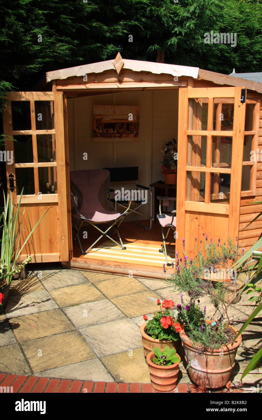 A garden summer house in sunshine Stock Photo