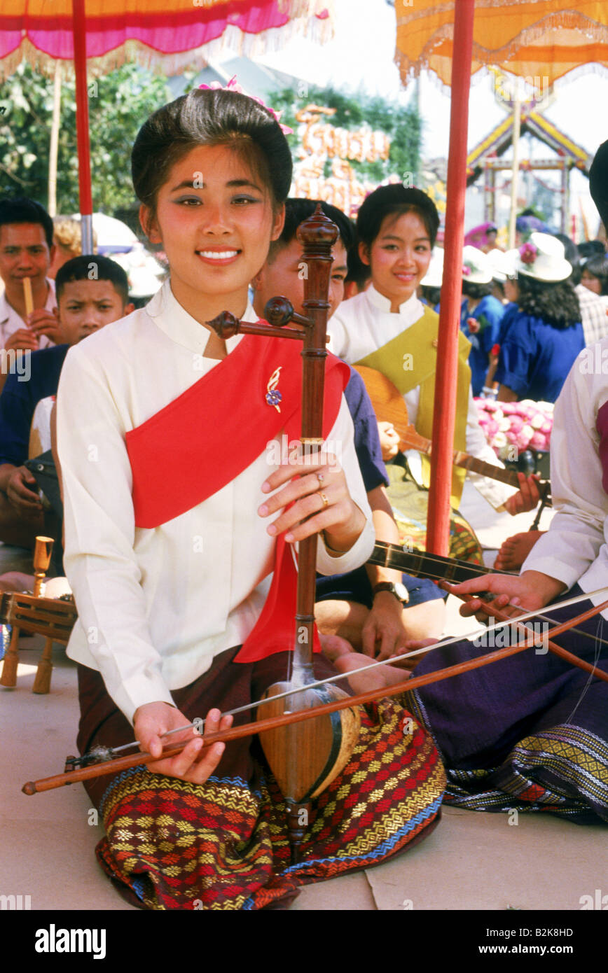 Musicians at Festival in Cheing Mai in Northern Thailand Stock Photo