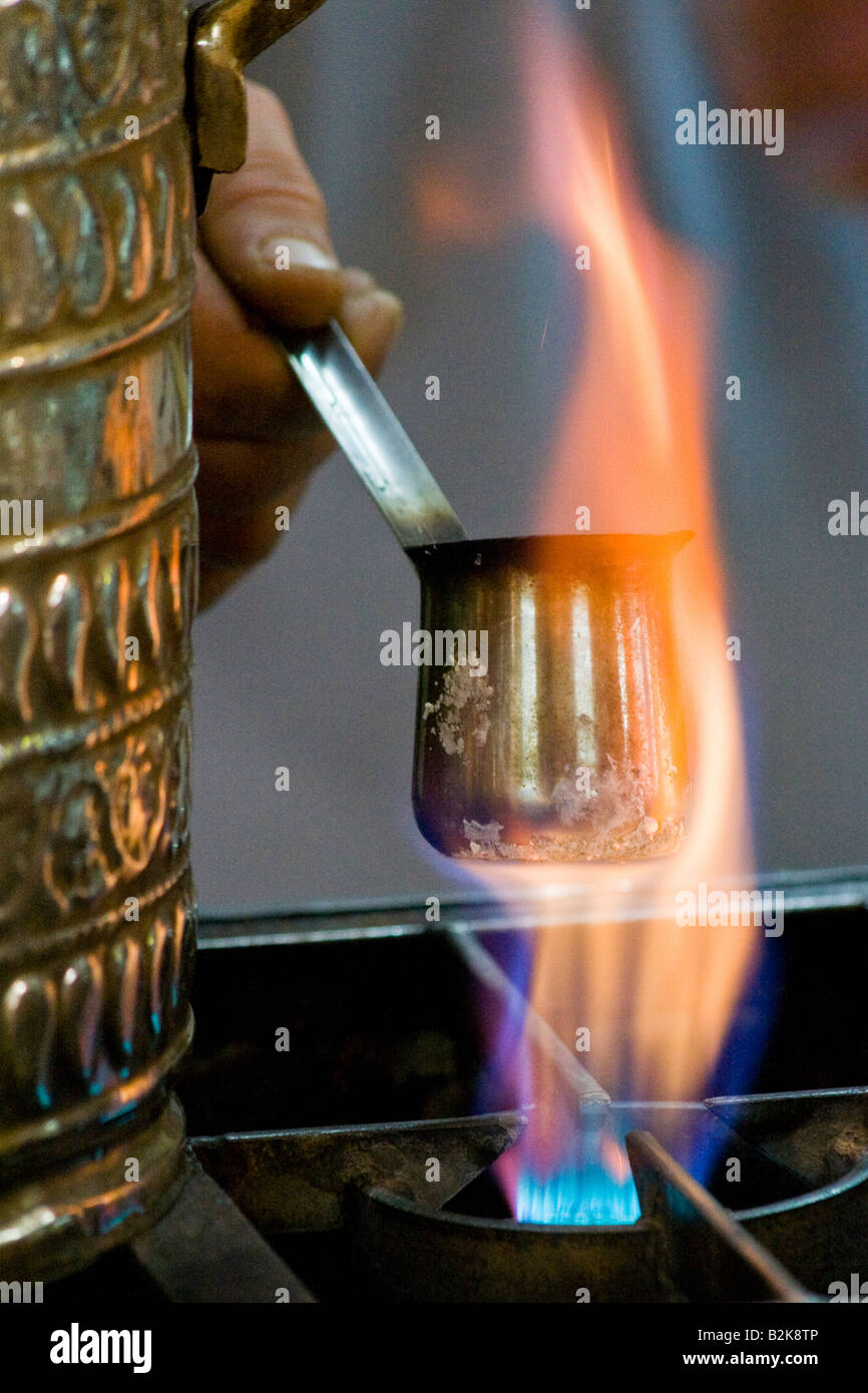 Making Coffee in An Nafura a Traditional Coffeehouse in the Old City in