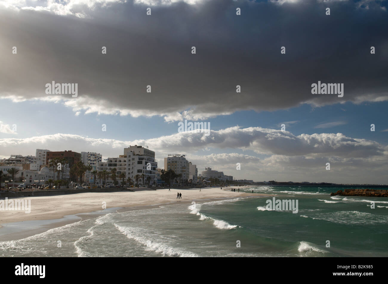 Storm clouds gather over the Tunisian city of Sousse. Stock Photo