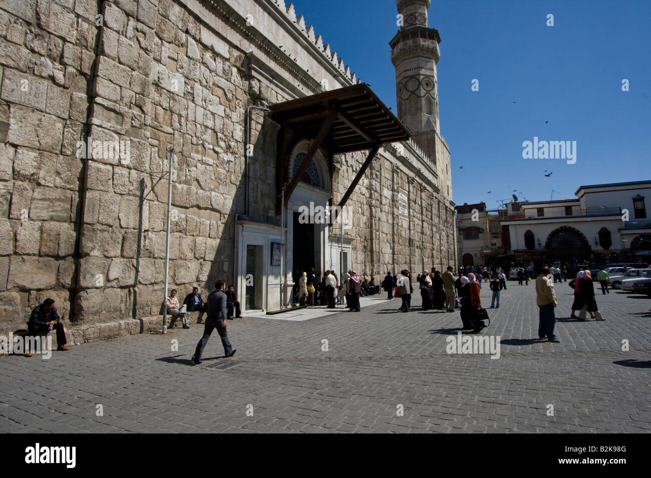 Outside the Entrance to the Umayyad Mosque in Damascus Syria Stock Photo