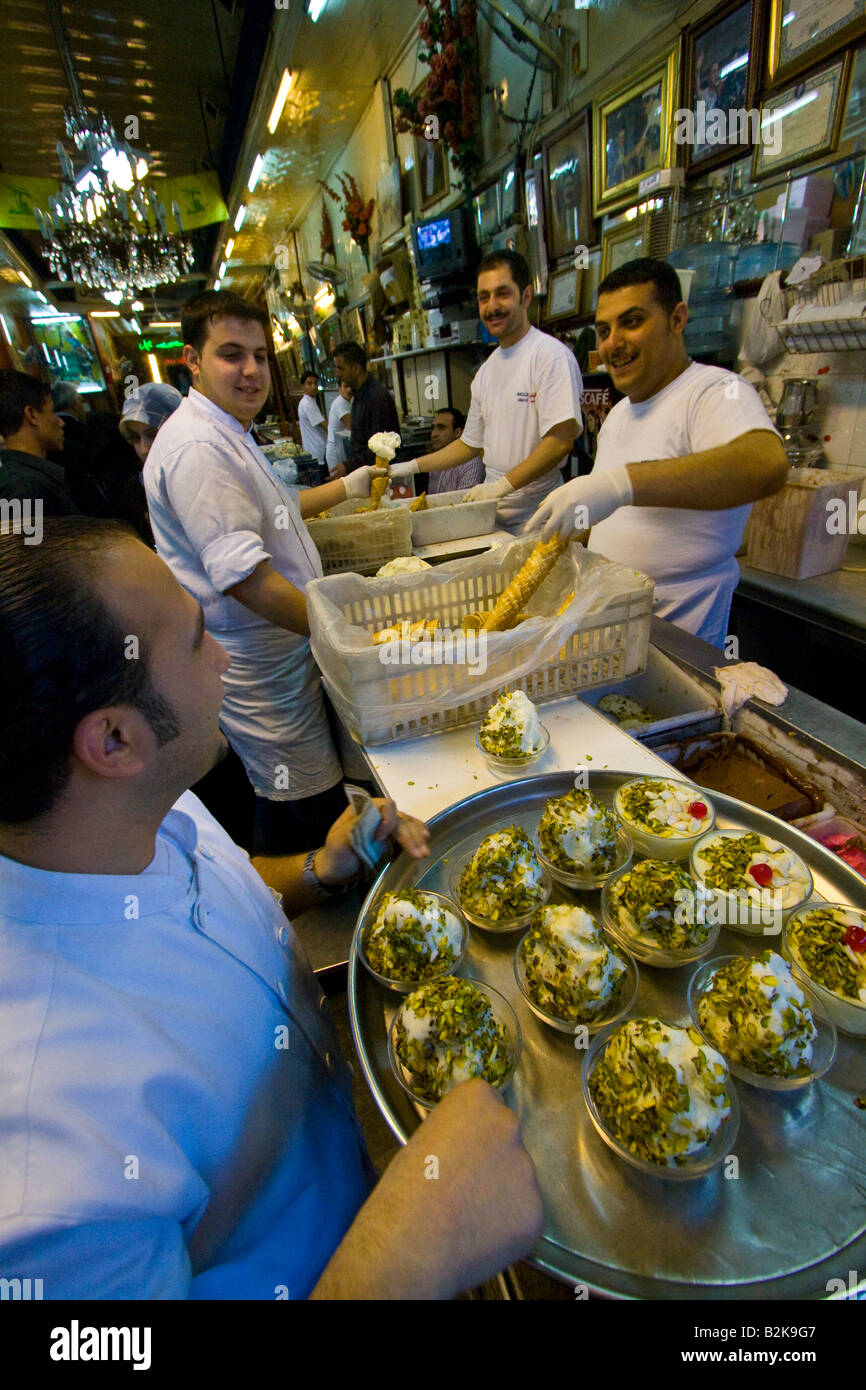 Bekdach Ice Cream Parlour in the Hamidiyya Souq in Damascus Syria Stock Photo