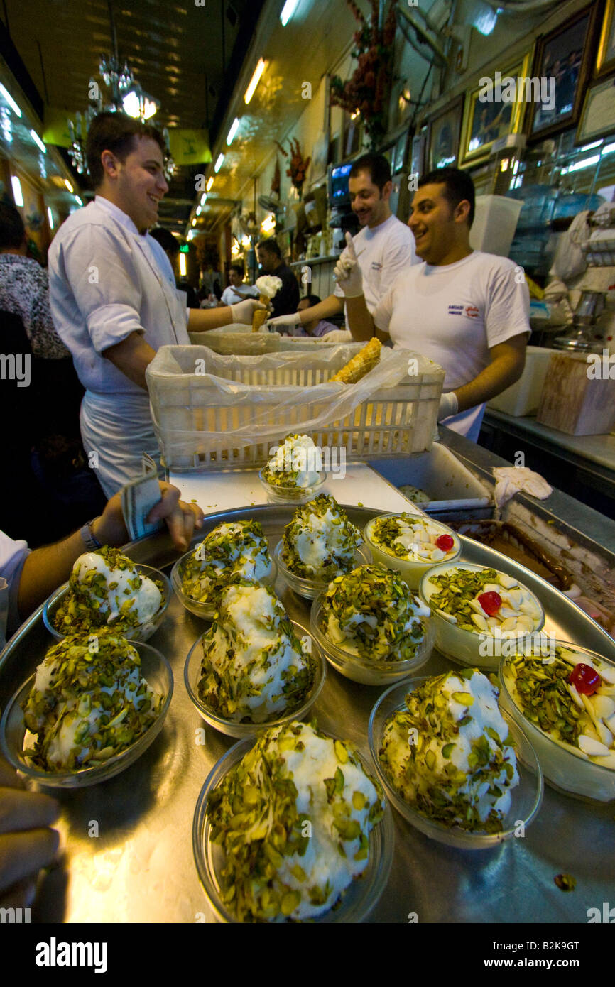 Bekdach Ice Cream Parlour in the Hamidiyya Souq in Damascus Syria Stock Photo