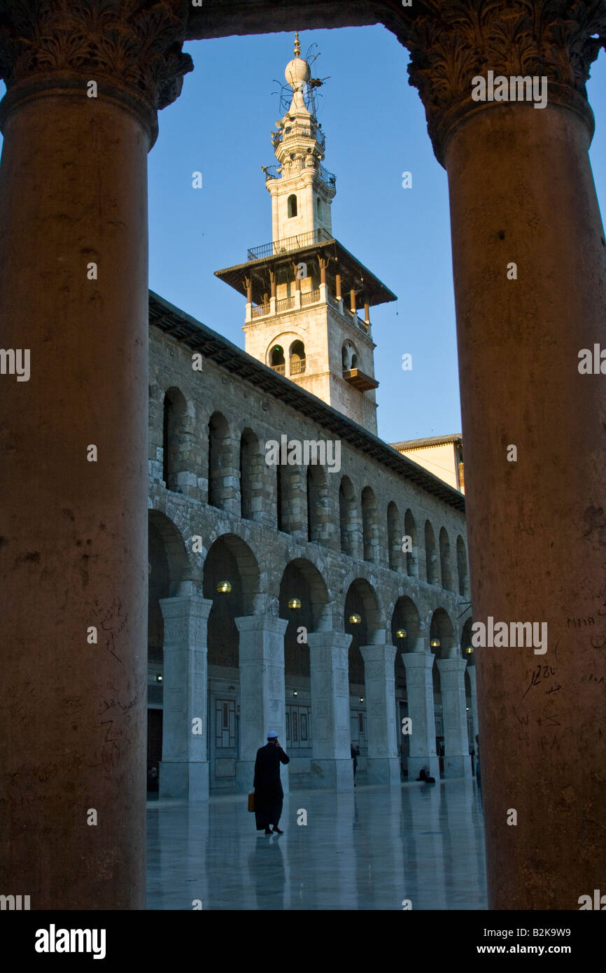 Minaret of the Bride at the Umayyad Mosque in Damascus Syria Stock Photo