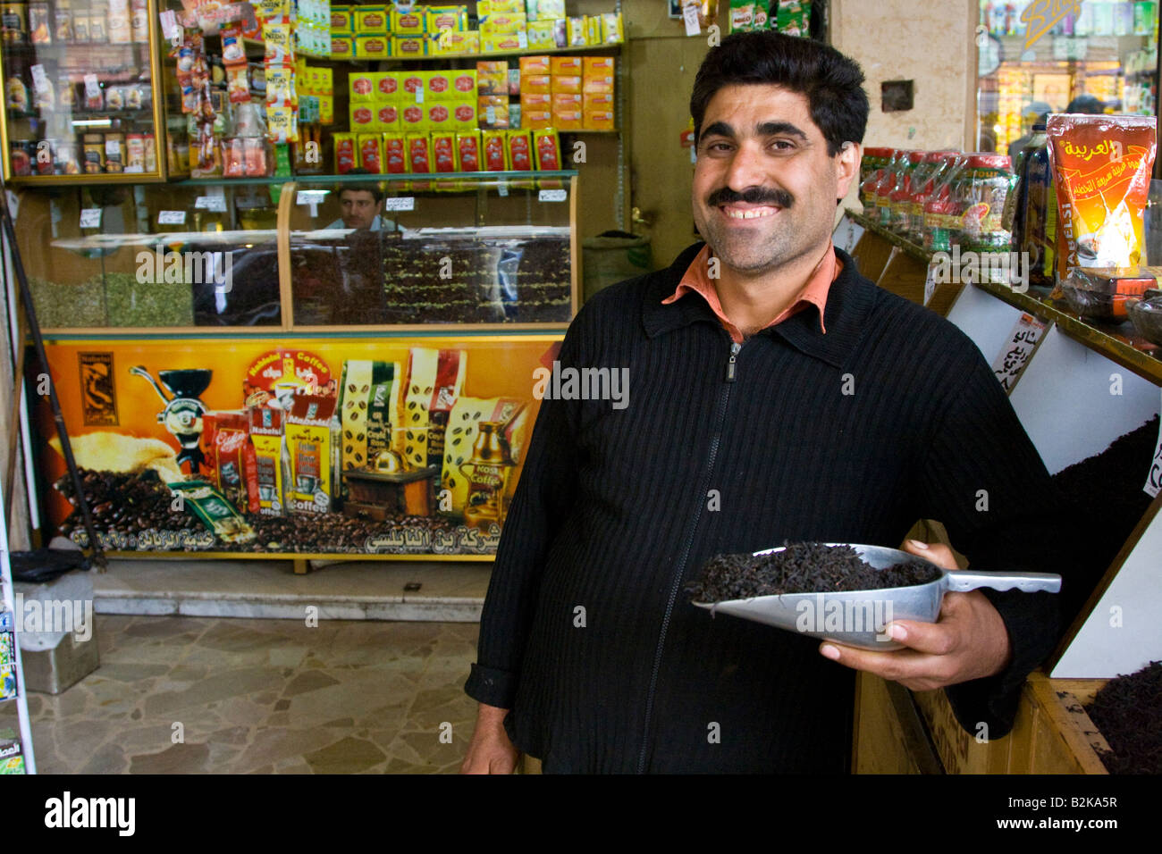 Vendor Selling Ceylon Tea in Damascus Syria Stock Photo