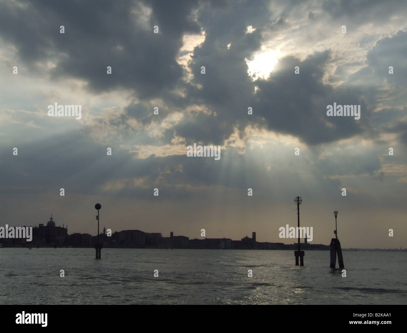 dramatic mood sunset sky over venice lagoon italy Stock Photo - Alamy