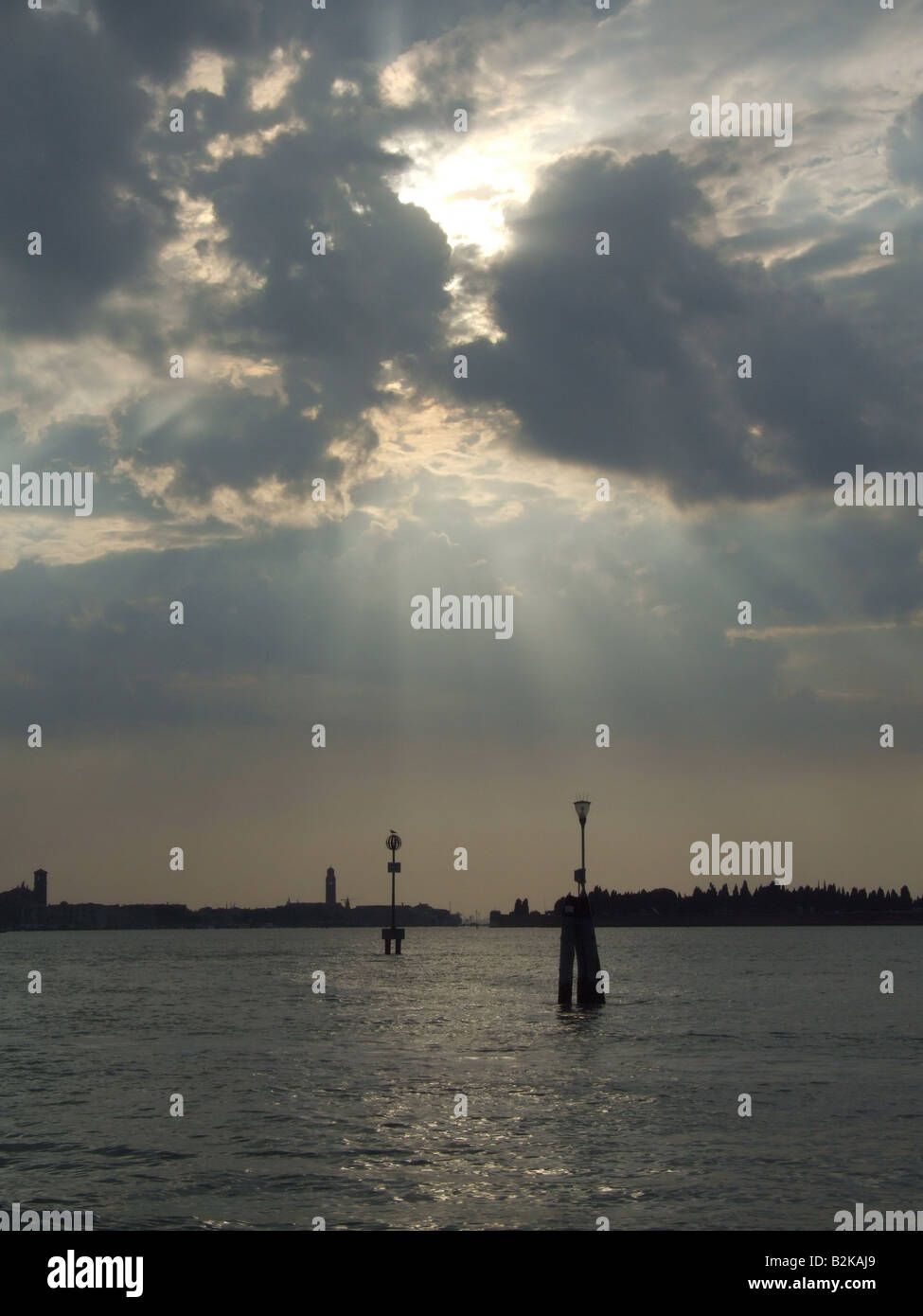 dramatic mood sunset sky over venice lagoon italy Stock Photo - Alamy