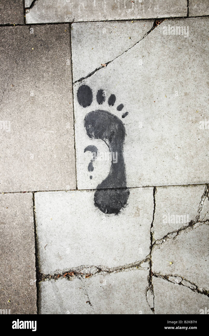 Carbon footprint leading towards a 'Transition Town' meeting in Dorchester, England, UK. Stock Photo