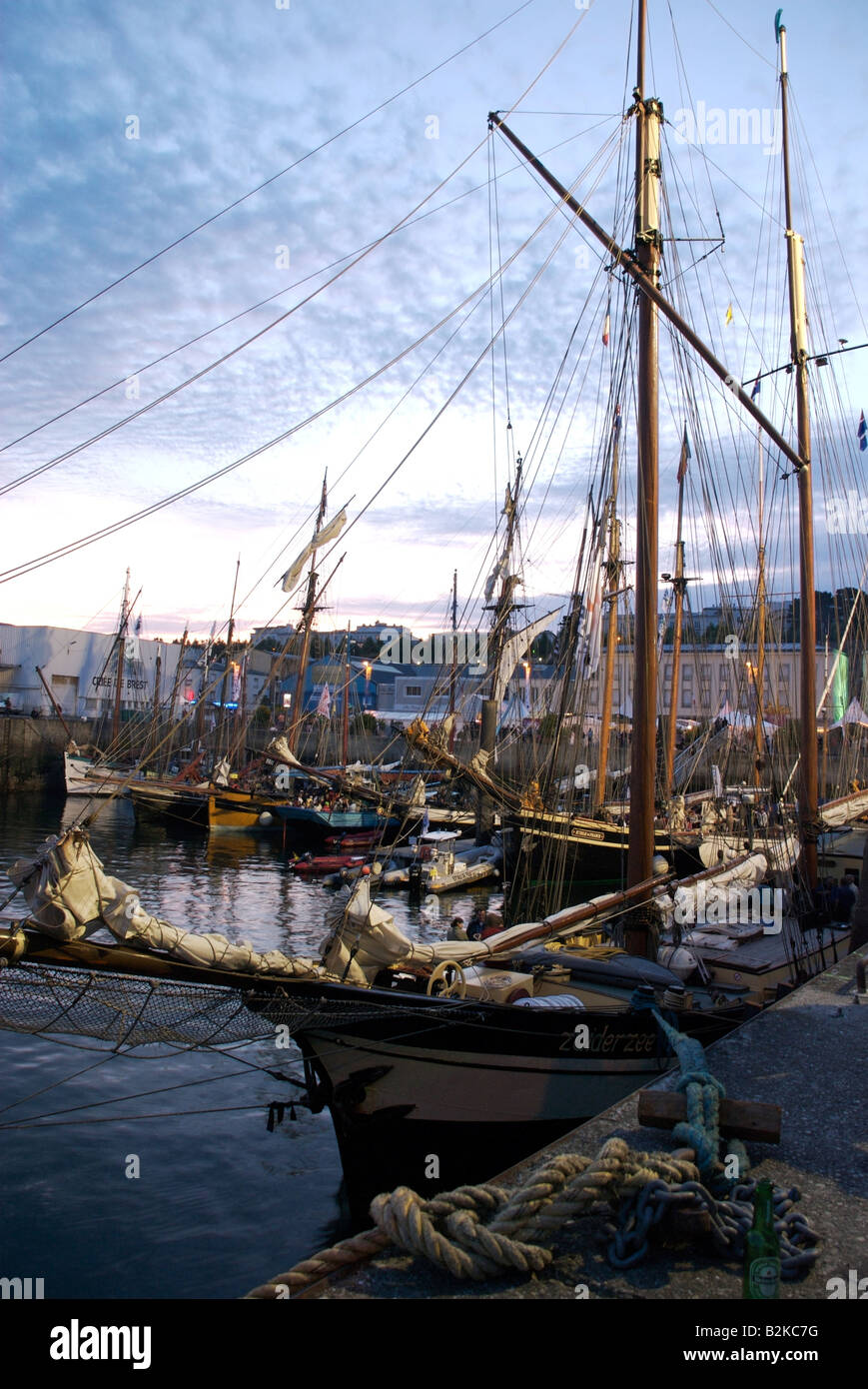 The Zuiderzee schooner from the Netherlands and ships in dock at sunset, Brest 2008 Maritime