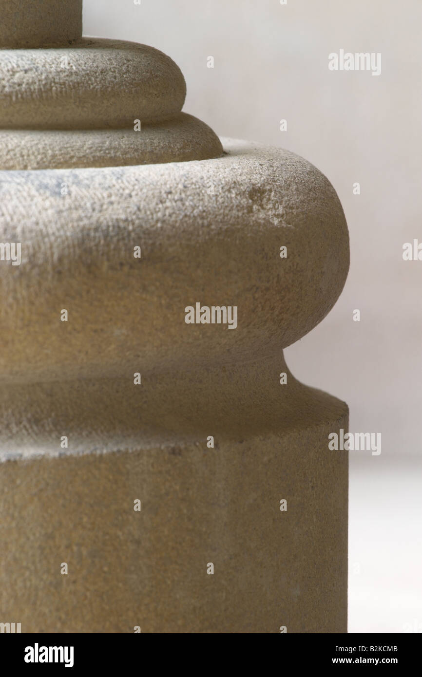 Base of carved stone pillar close up Stock Photo