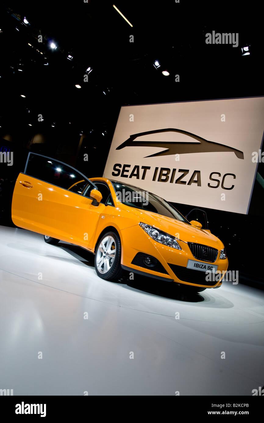 Launch of the Seat Ibiza Sports Coupe at the London Motor show The excel Centre photo Malcolm Case Green Stock Photo