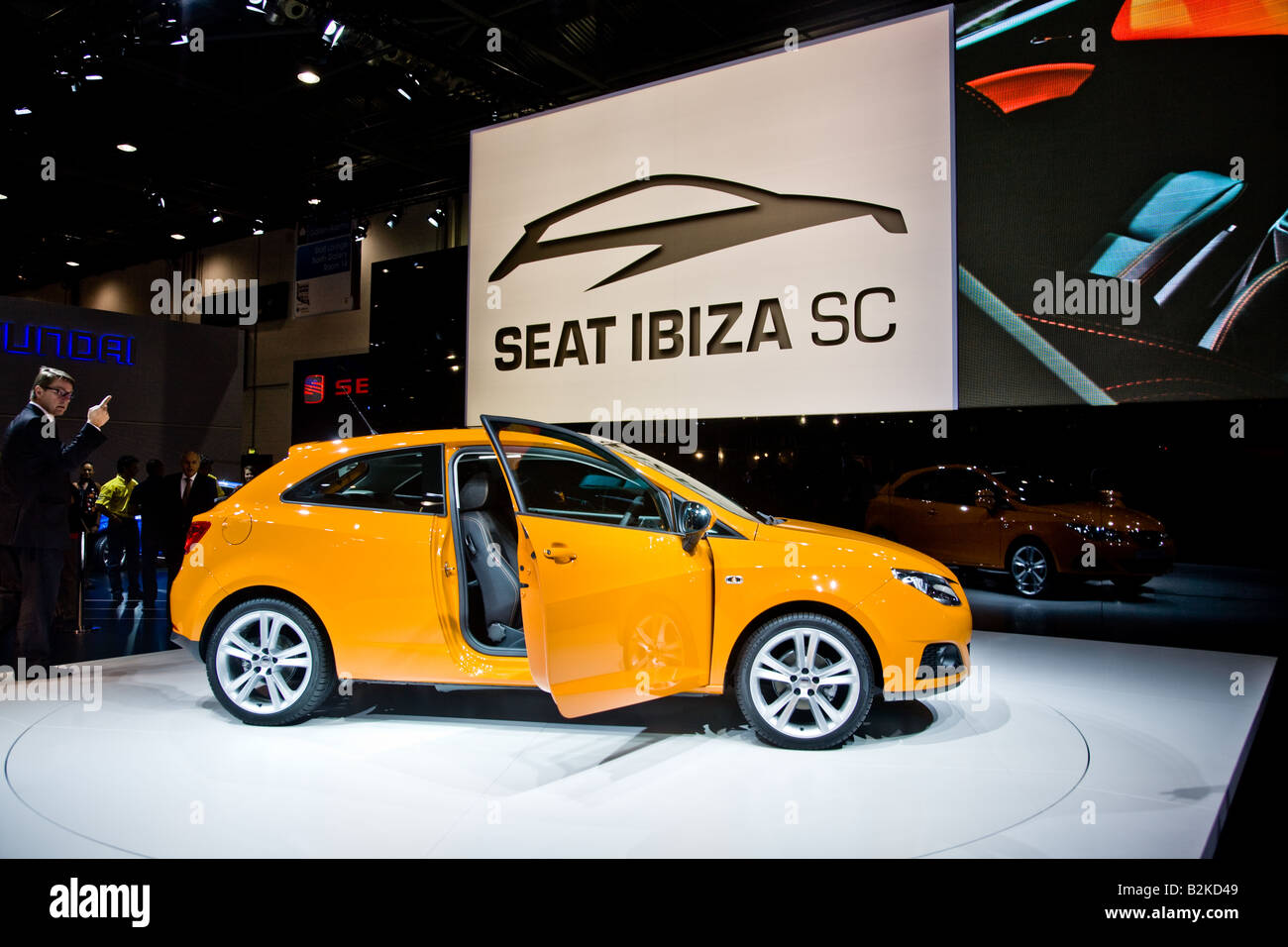 Launch of the Seat Ibiza Sports Coupe at the London Motor show The excel Centre photo Malcolm Case Green Stock Photo