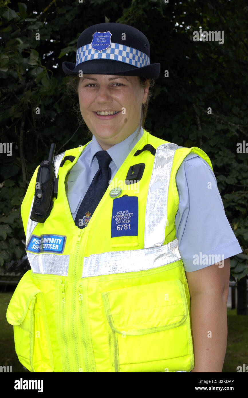 Female Community Police Officer wearing a yellow hi visibility vest