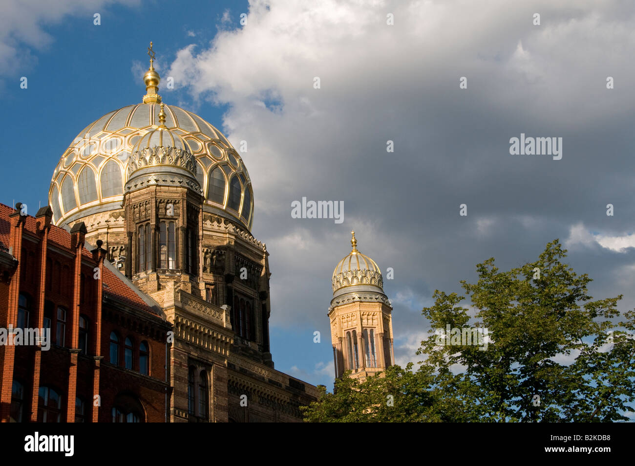 The mid-19th century Neue Synagoge New Jewish synagogue decorated with distinct Moorish style located on Oranienburger street in Berlin Germany Stock Photo