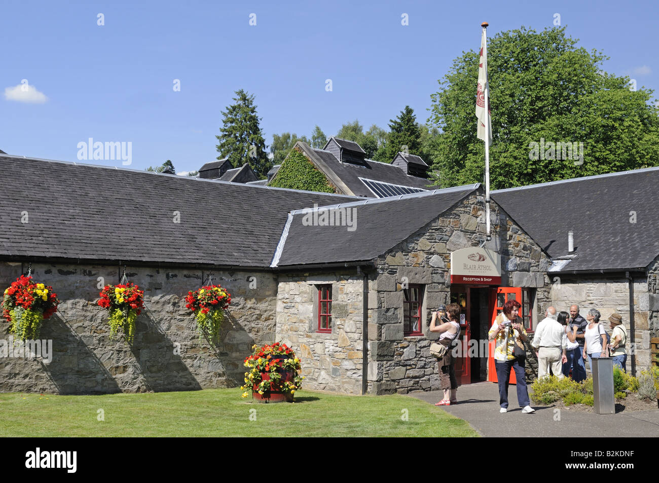 Visitors at the Arthur Bell's Scotch Whiskey Distillery Pitlochry Perthshire Tayside Scotland Stock Photo