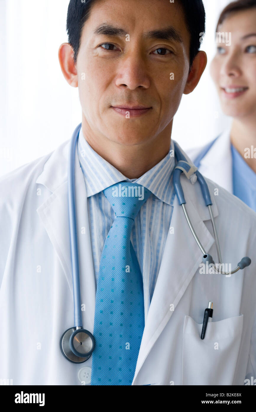 Portrait of a male doctor with a stethoscope around his neck Stock