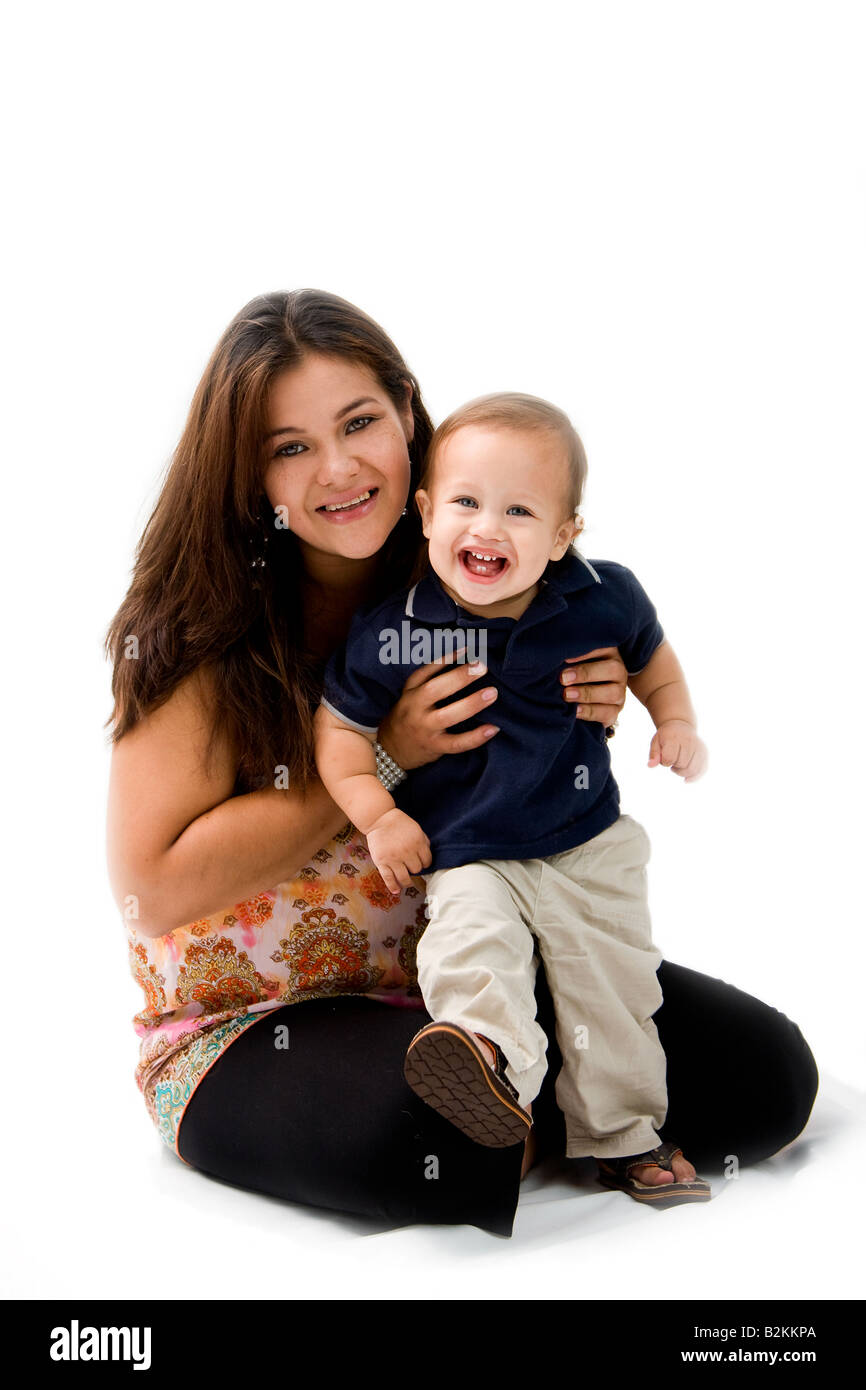 Happy boy mother smile Cut Out Stock Images & Pictures - Alamy