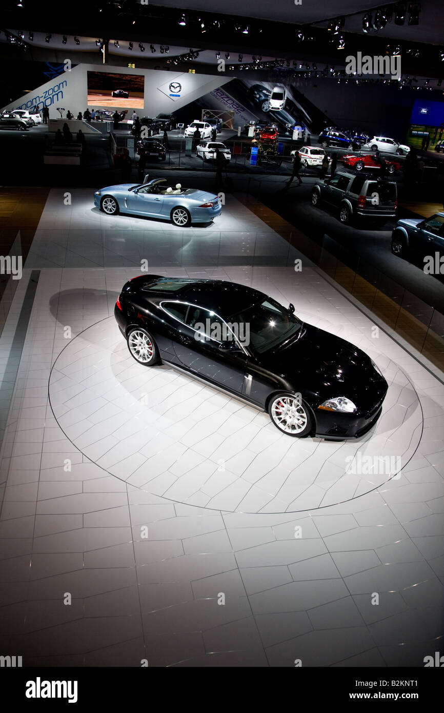 The jaguar stand at the London Motorshow Stock Photo Alamy