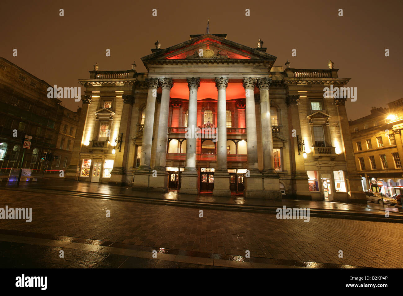 City of Newcastle, England. The Theatre Royal on Grey Street was designed by John and Benjamin Green and was completed in 1837. Stock Photo