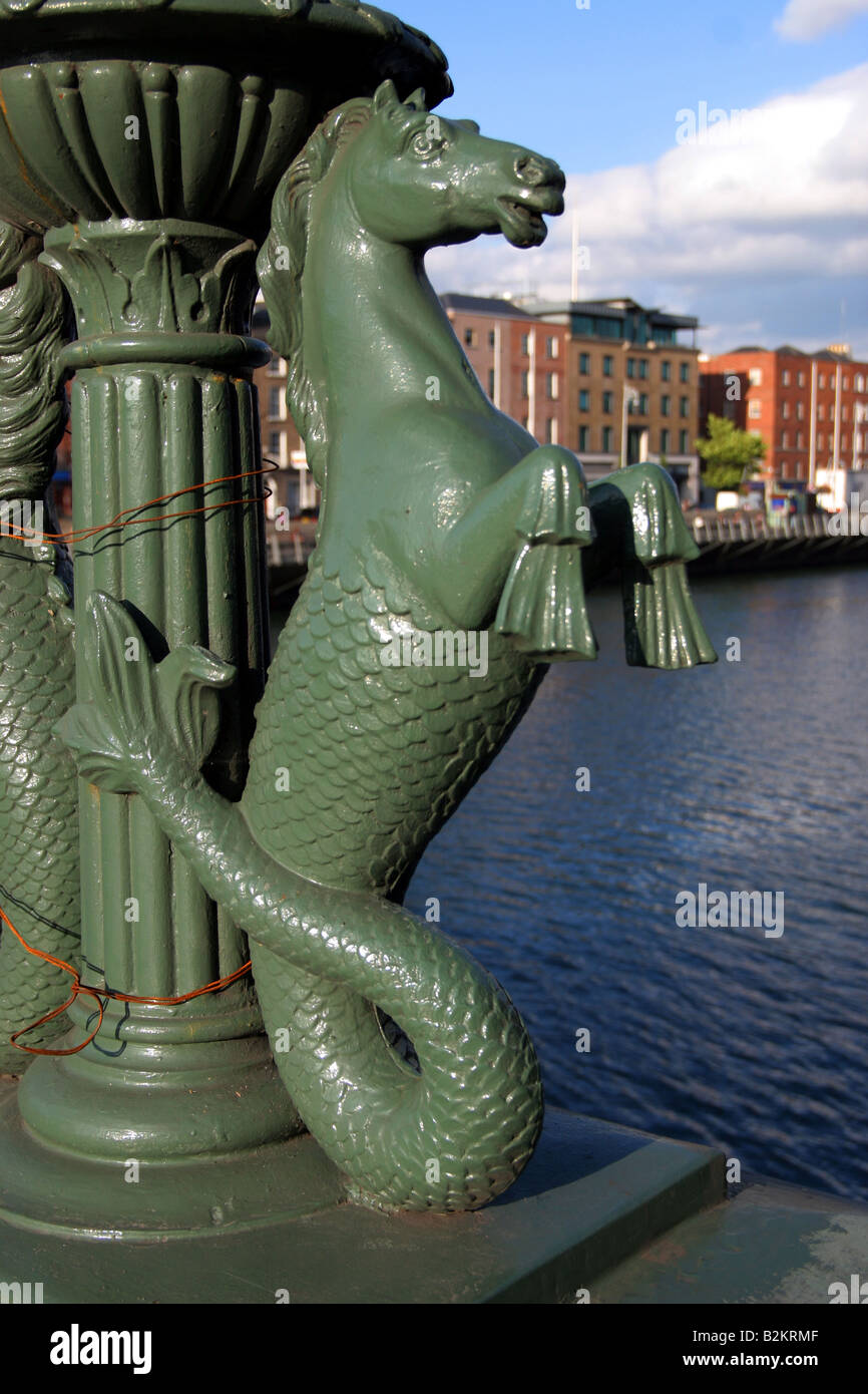 Sea horse on Grattan Bridge Dublin Stock Photo