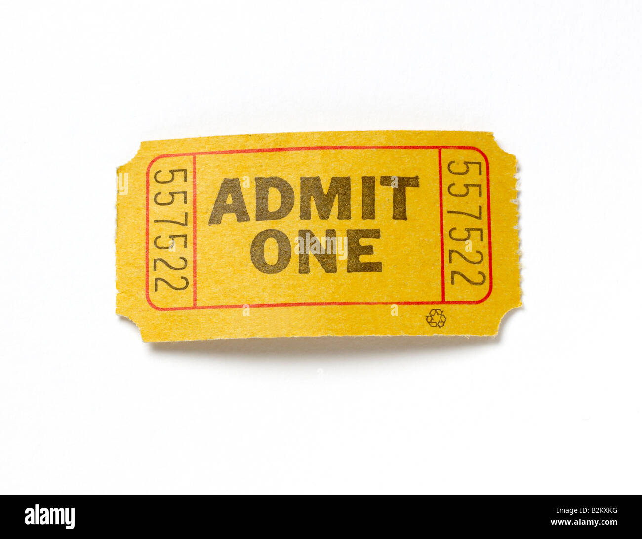 Admit One yellow ticket Stock Photo