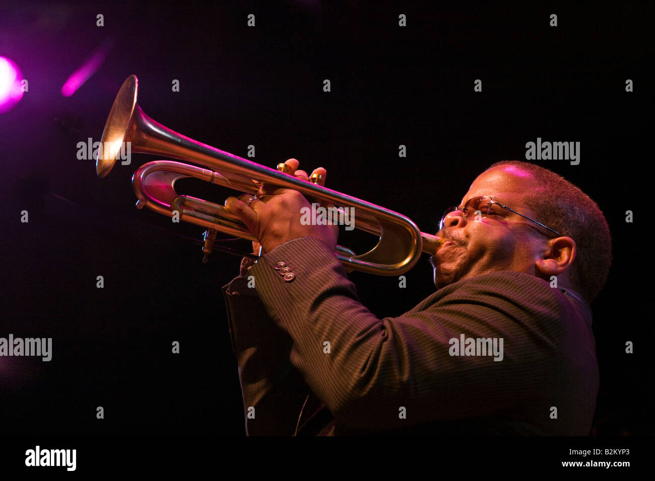 TERRENCE BLANCHARD plays trumpet with the MONTEREY ALL STARS at the 50th ANNIVERSARY MONTEREY JAZZ FESTIVAL MONTEREY CALIFORNIA Stock Photo