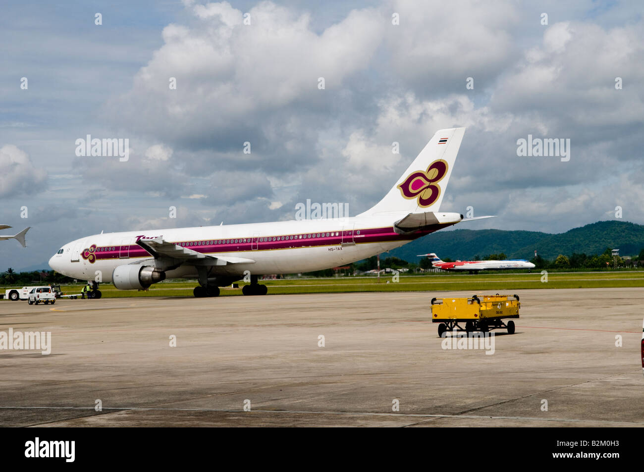 Thai airways about to takeoff in Bangkok,Thailand Stock Photo