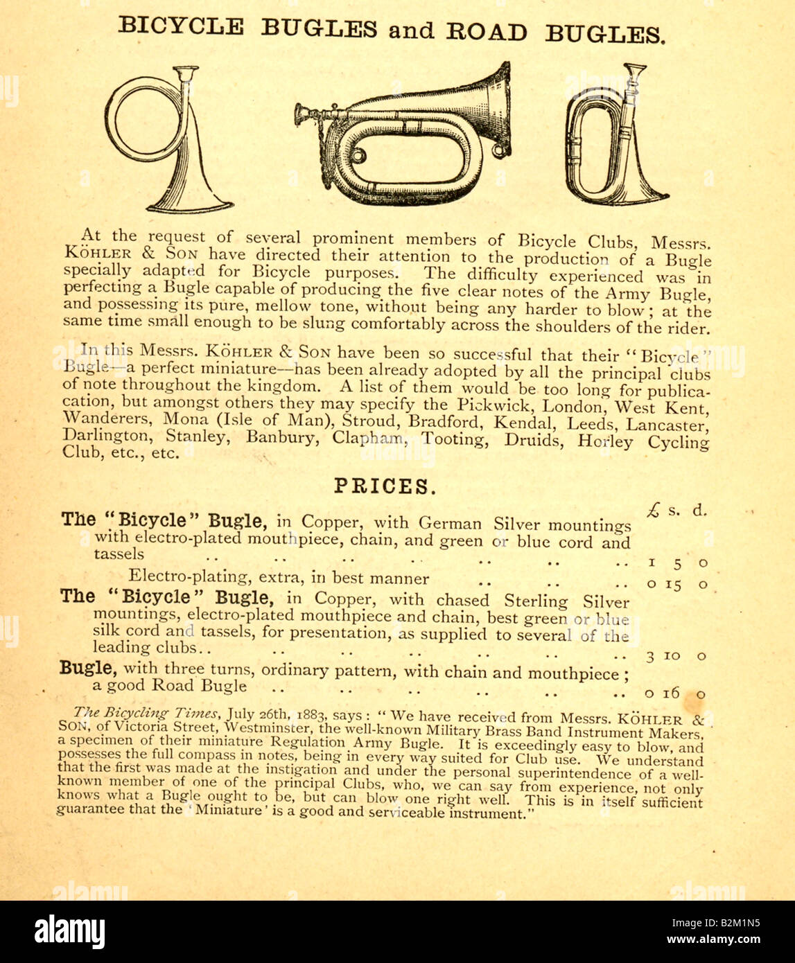 Advertisement page in Victorian booklet The Coach Horn, what to Blow How to Blow it Stock Photo