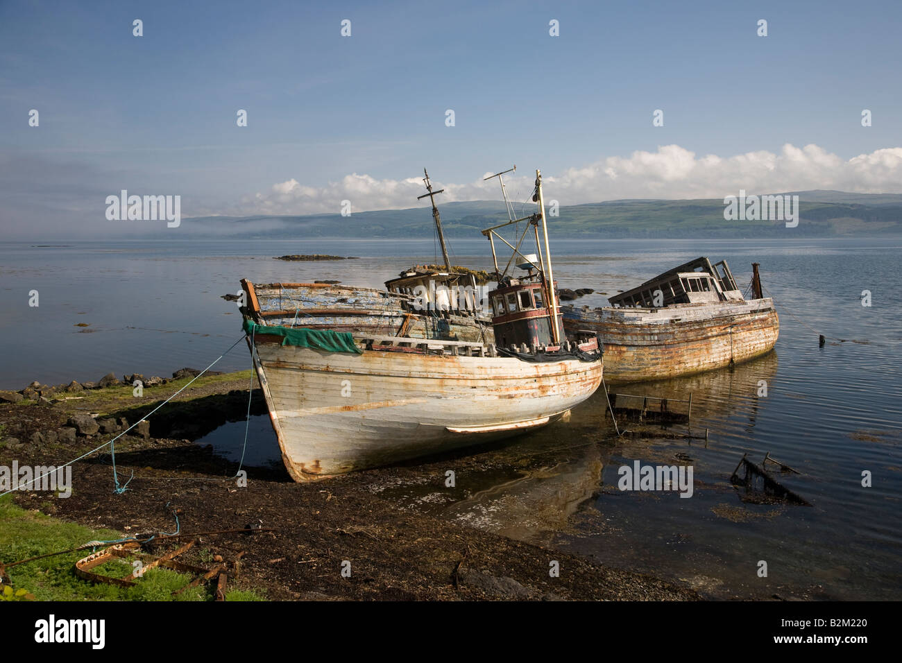 Derelict fishing boats, Mull Stock Photo
