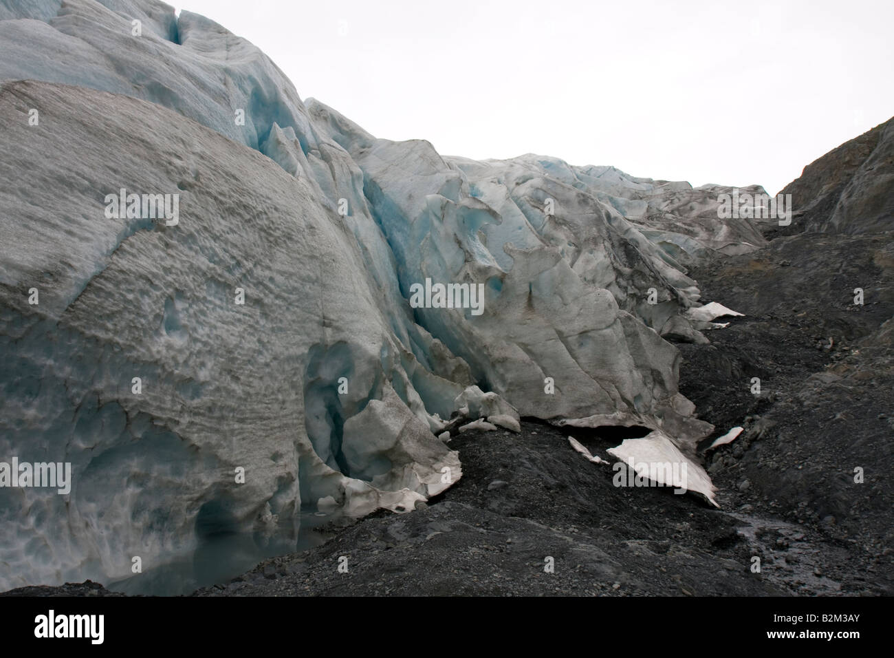 Close up Exit glacier ice towers, Harding Icefield Stock Photo