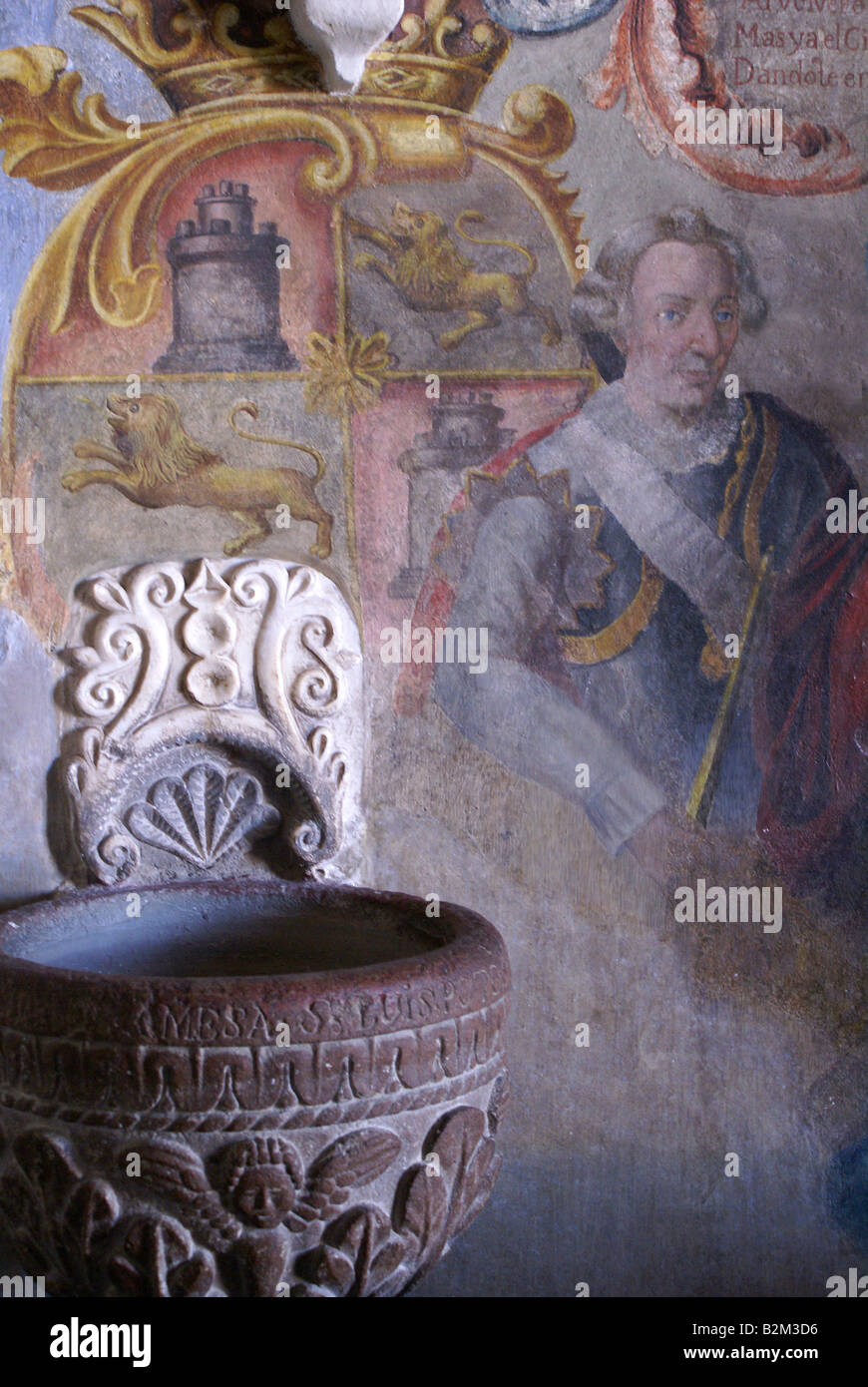 Font for Holy Water at Catholic church in Atotonilco Mexico Stock Photo