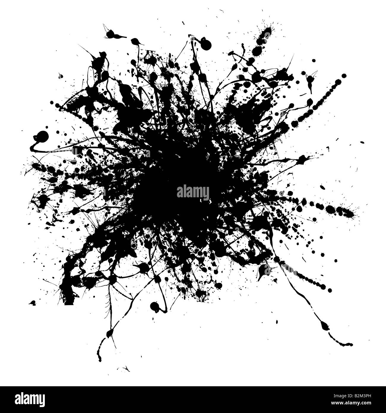 Mono Illustrated ink splats in black and white Stock Photo