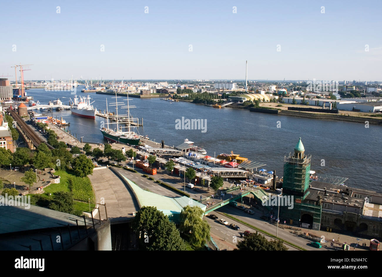 Hamburg Landungsbruecken and River Elbe Stock Photo - Alamy