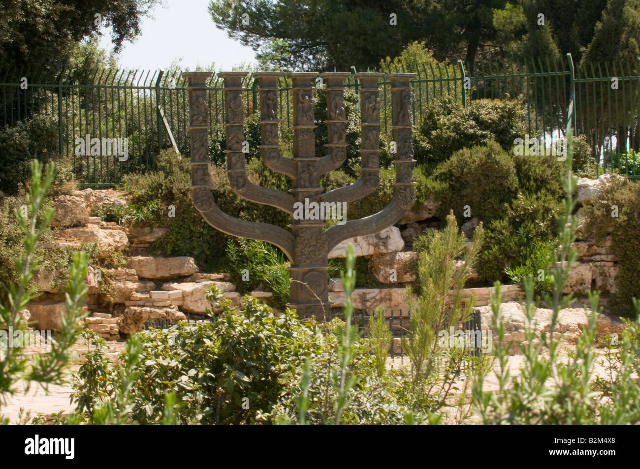 The Menorah (seven-branched candelabra), symbol of Israel's statehood and sovereignty Stock Photo