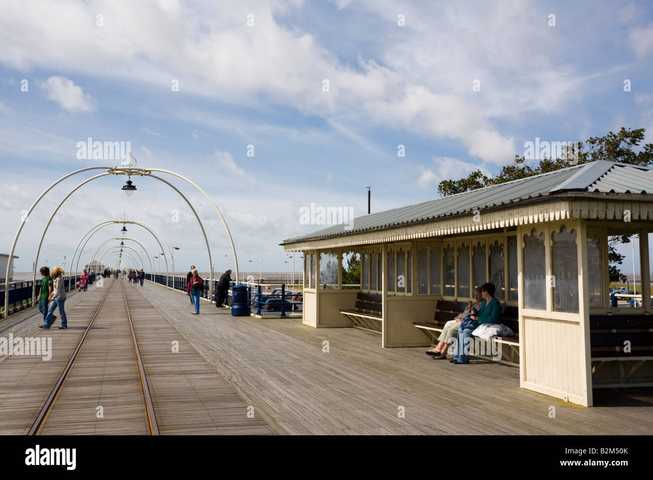Southport Merseyside England UK. Pier and shelter in seaside resort in summer Stock Photo